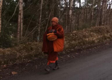 Buddhistmunk går almissevandring